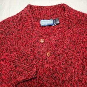 Fieldmaster Mens‎ Wool Blend Knit Sweater Size Large Red / Black